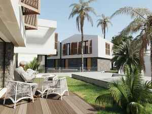 Luxury 3+1 duplex villas with garage and outdoor space.