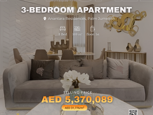 3-Bedroom apartment for sale at Anantara Residences, Dubai