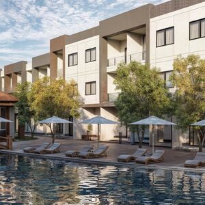 Luxury one-bedroom apartment for sale with a pool view in Ve