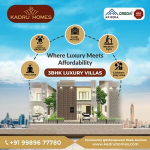 3BHK Residential Villas & Homes at Kadru Homes Kurnool