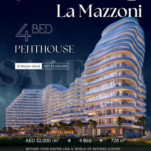 4 Bedroom Penthouse for Sale in La Mazzoni, Al Marjan Island
