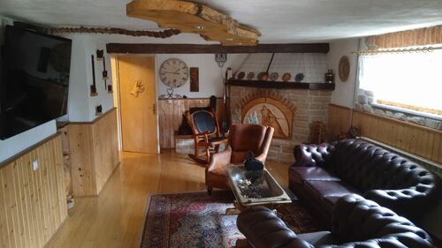 Living room with fireplac