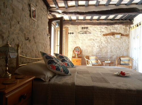 Bedroom, note beams.