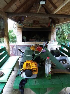 Outside fireplace area 