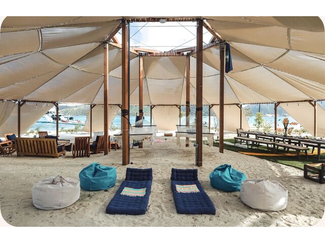 Inside the birth tent 