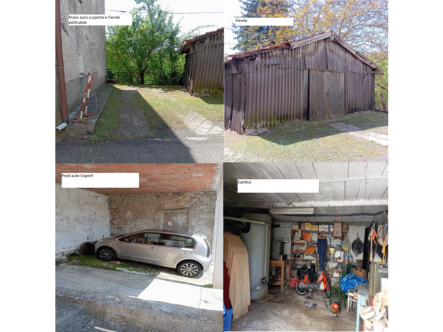 Barn and parking spaces